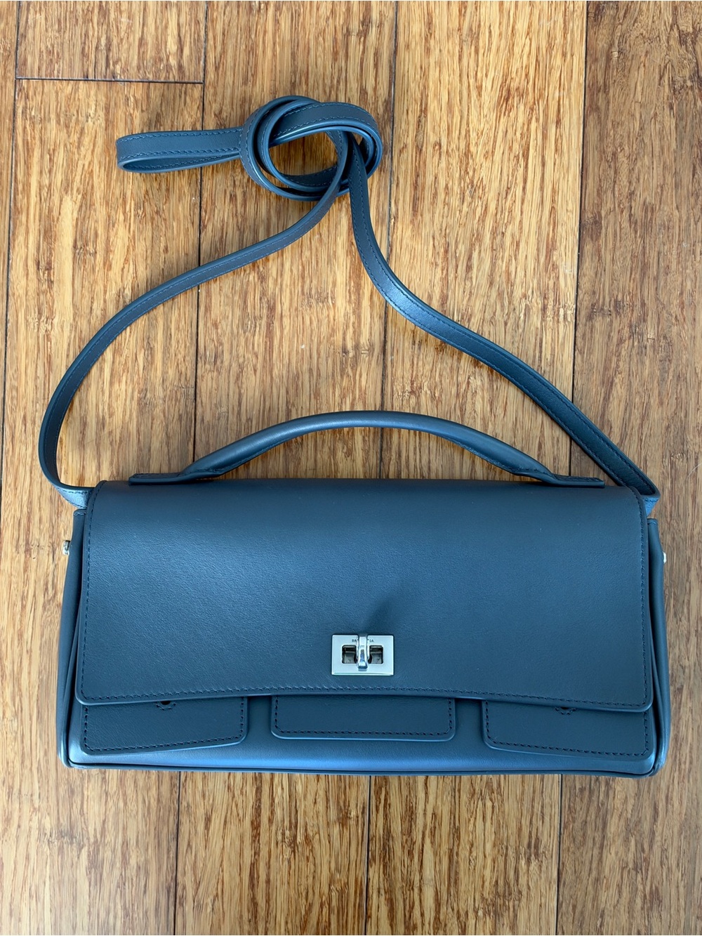 Balenciaga Unisex Bel Air Clutch On Strap Small Smooth Calfskin Grey OS